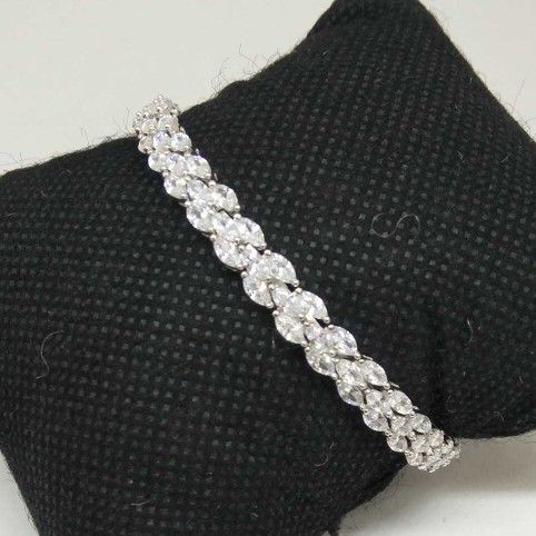 925 Sterling Silver AD Diamond Designed  Ladies Bracelet