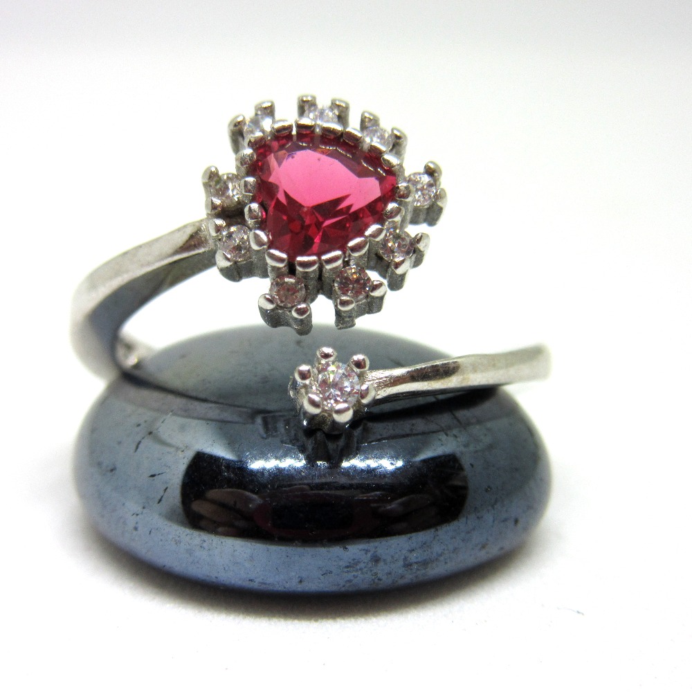 Silver 925 adjustable pink stone ring sr925-255