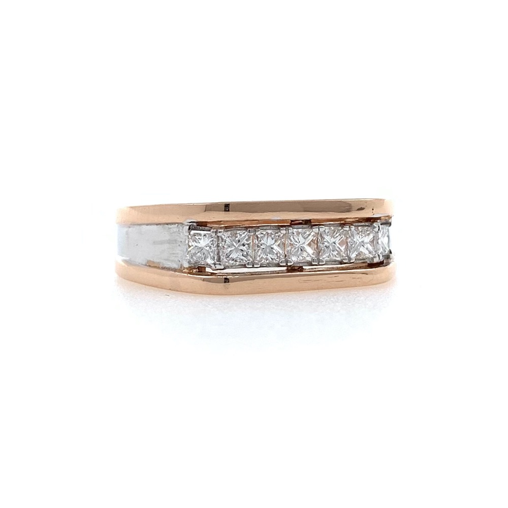 Wedding band with princess cut diamond in 18k rose gold 0gr3