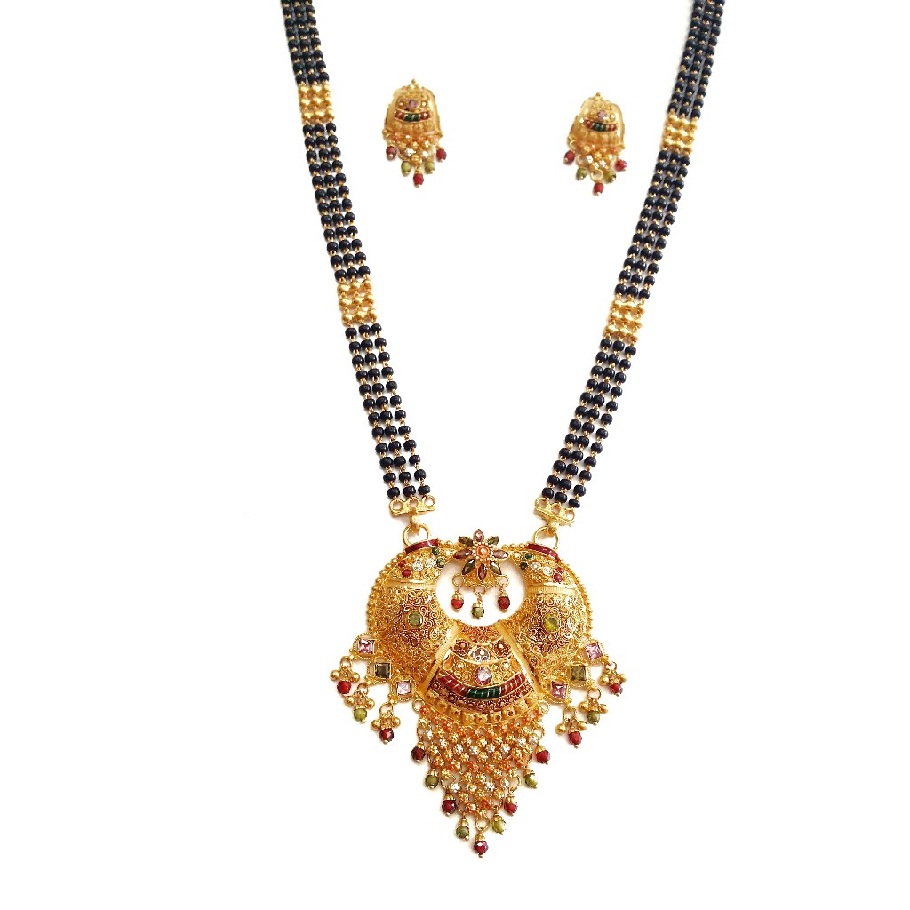 Gold mangalsutra with earrings on sale design