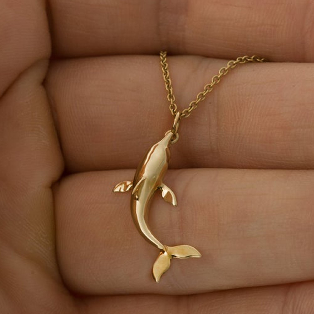 Buy Personalized Solid Gold Dolphin Necklace / Unisex Pendant / Gift for  Her Online in India - Etsy