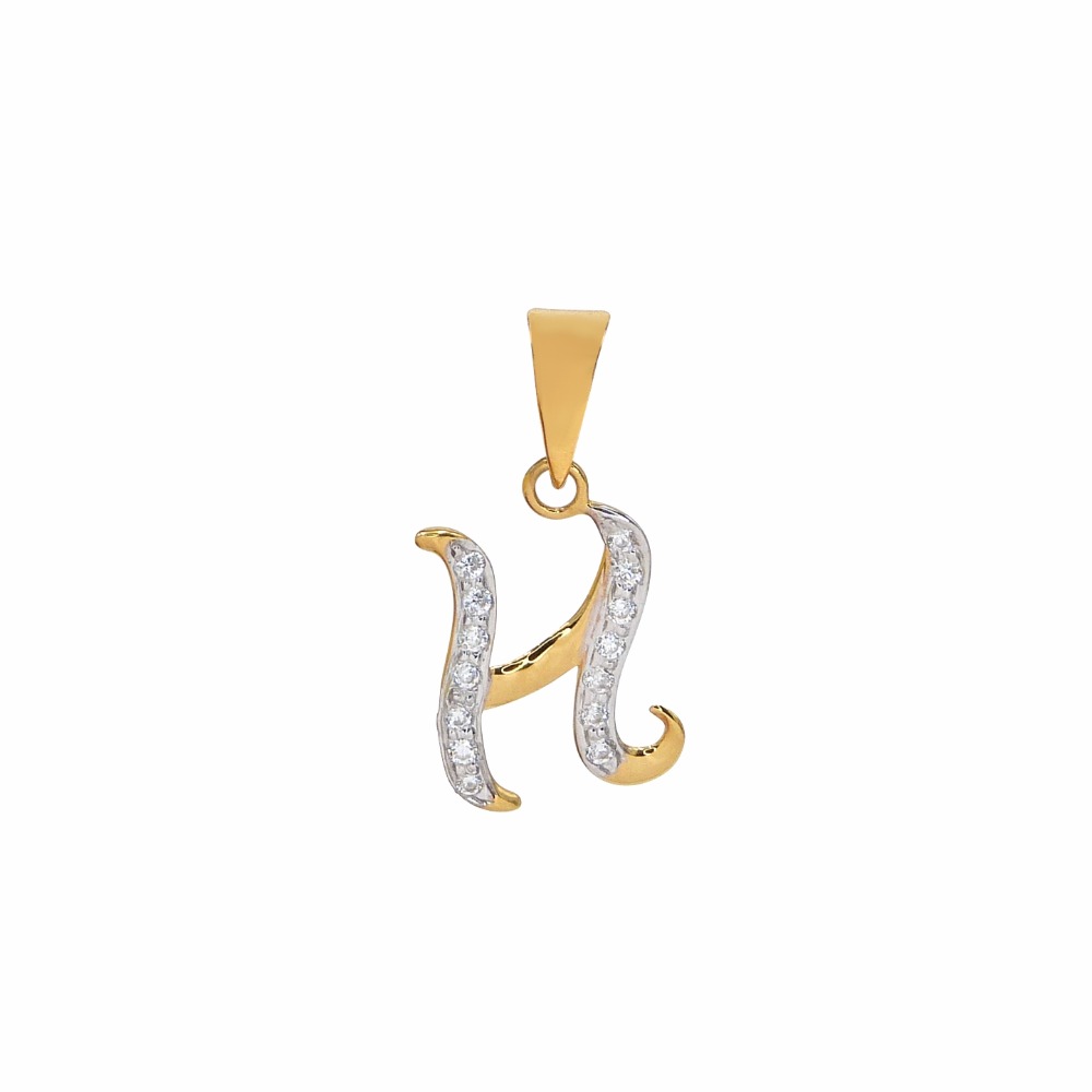 'h' alphabet 18k gold pendant