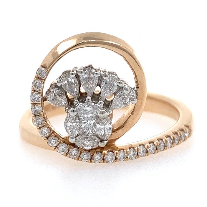 18kt / rose gold floral micro set diamond ring 8lr203