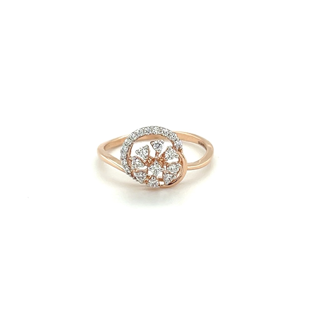 14k Rose Gold Diamond Cluster Twist Ring in VVS EF Quality