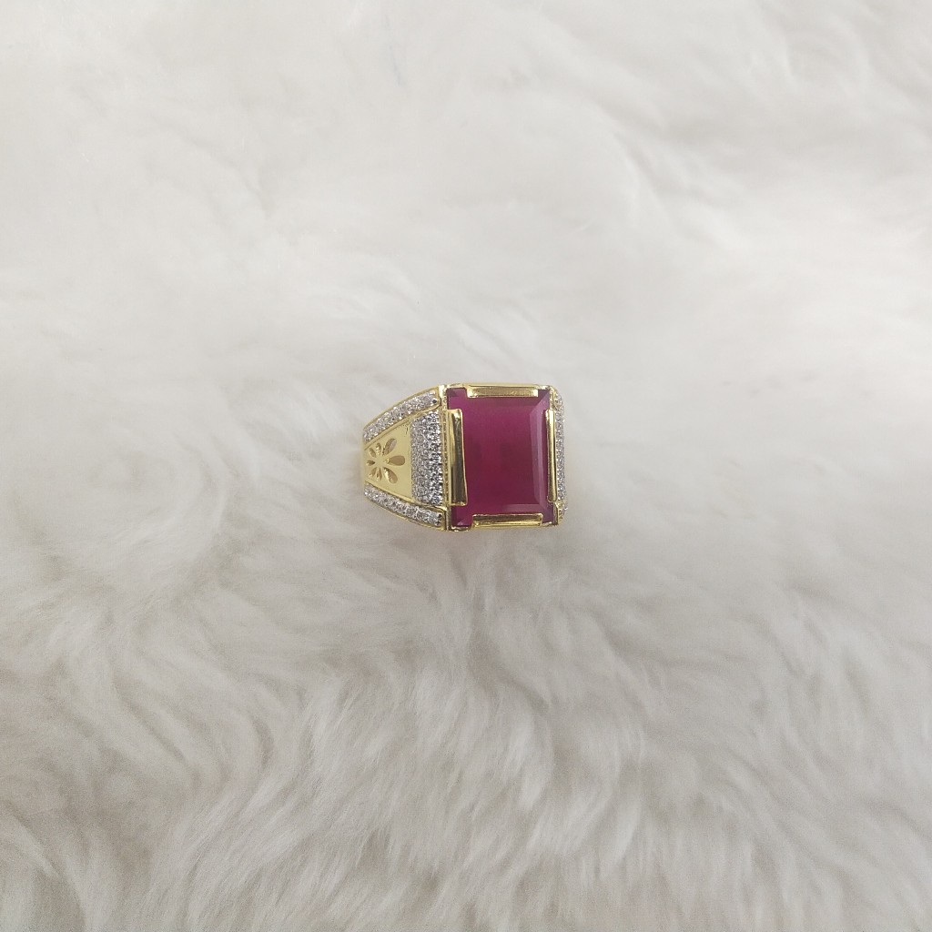 916 Gold Pink Stone Ruby Ring