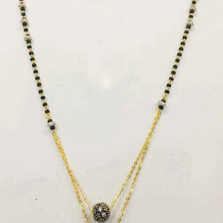22KT/916 Gold fancy double black Boll pendant mangalsutra for ladies