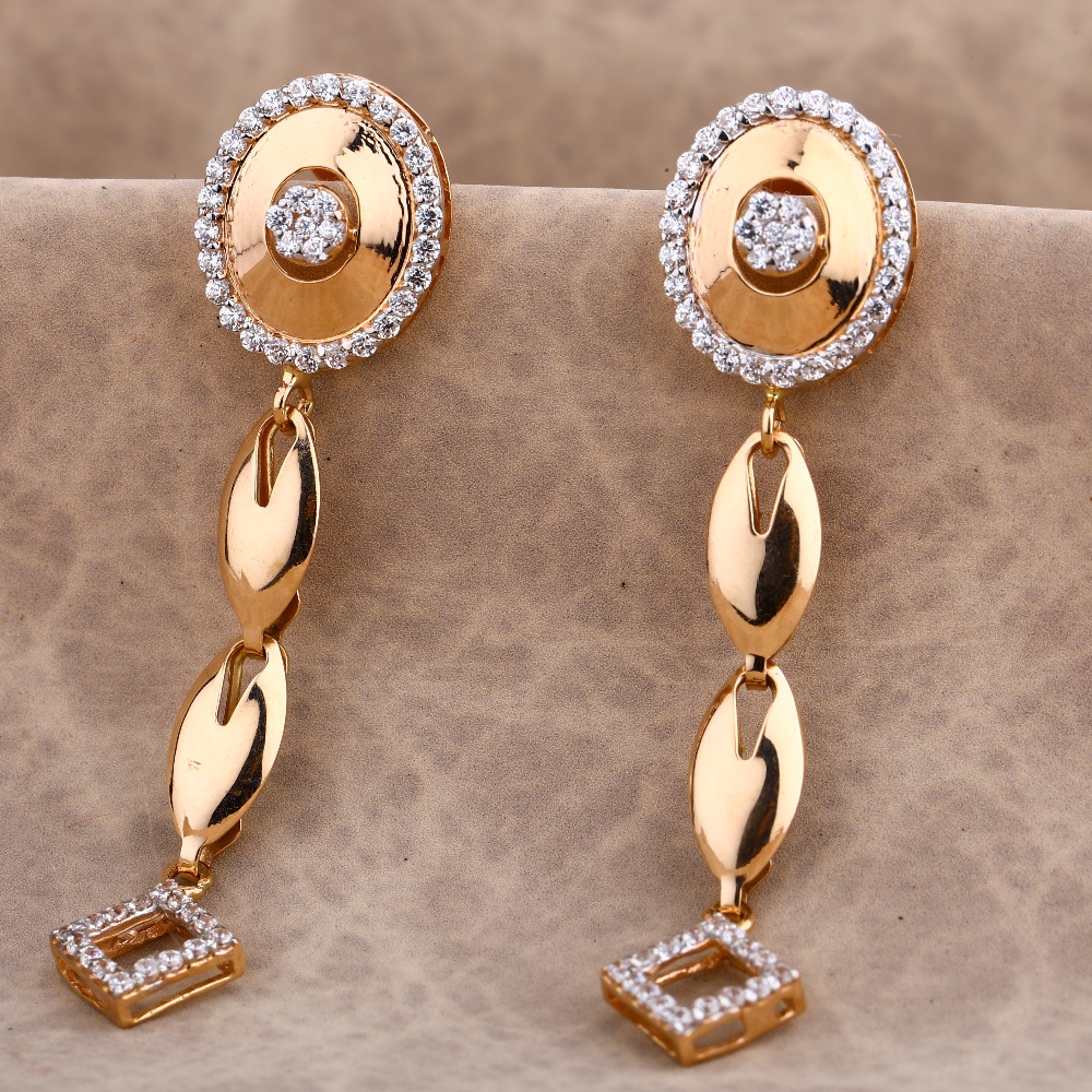 750 Rose Gold Gorgeous Women's CZ Earring RE183