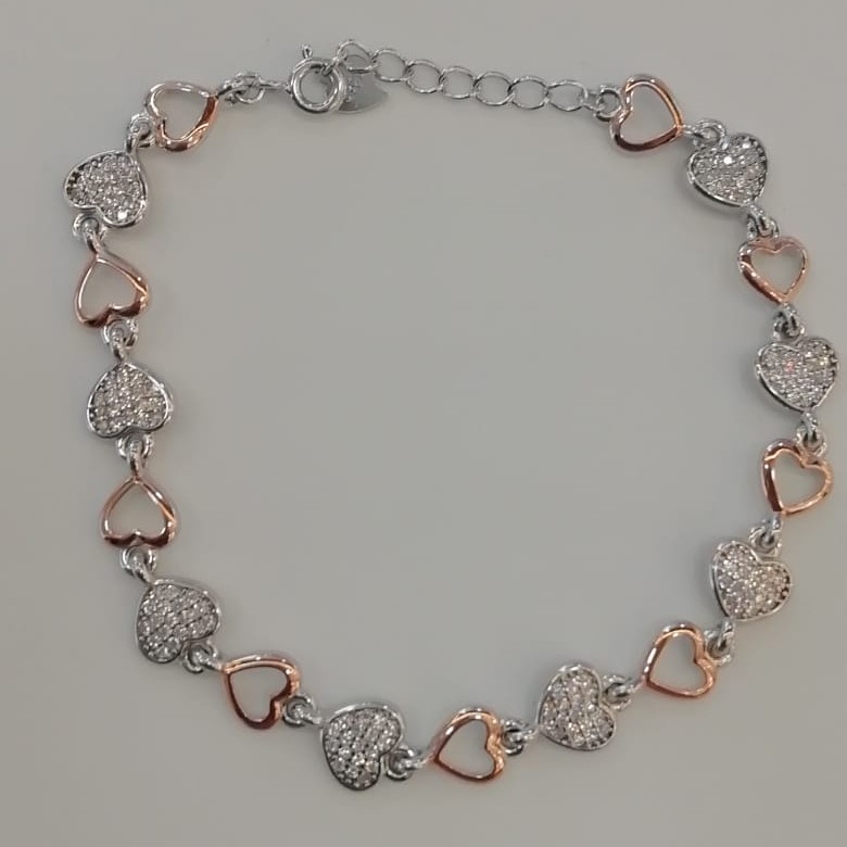 Sterling silver heart shape ladies loose bracelet