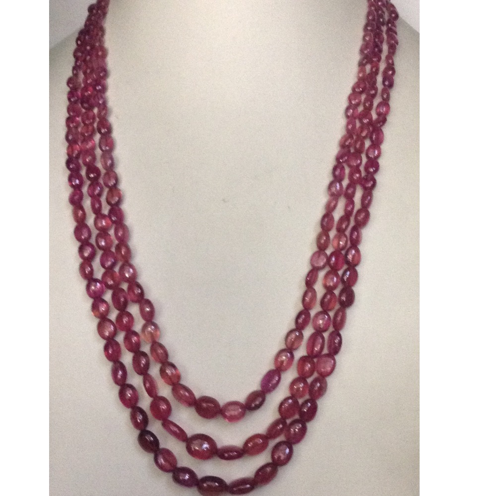 Natural pink glass filled ruby oval aweja necklace JSR0089