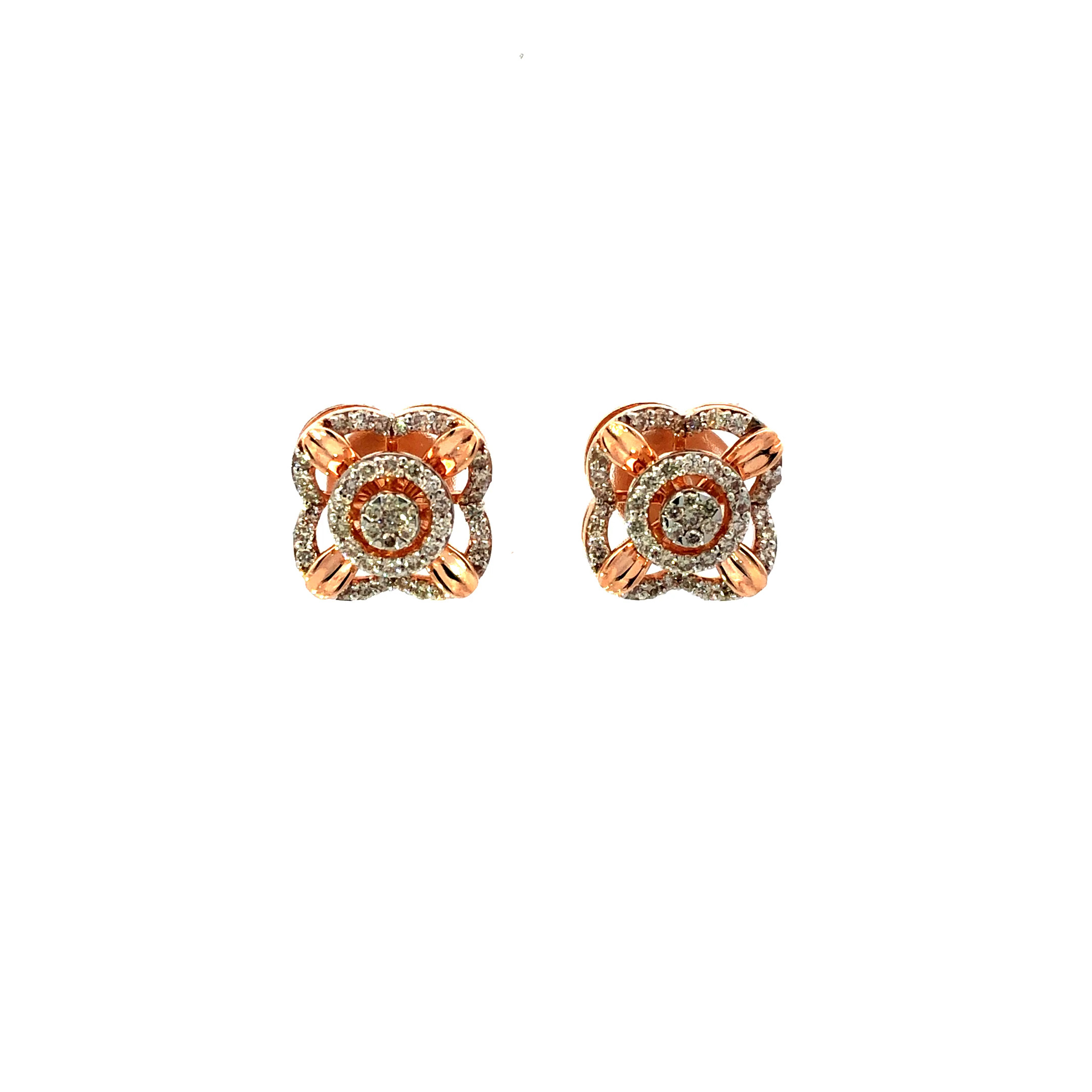 14kt diamond symmetric studs in rosegold