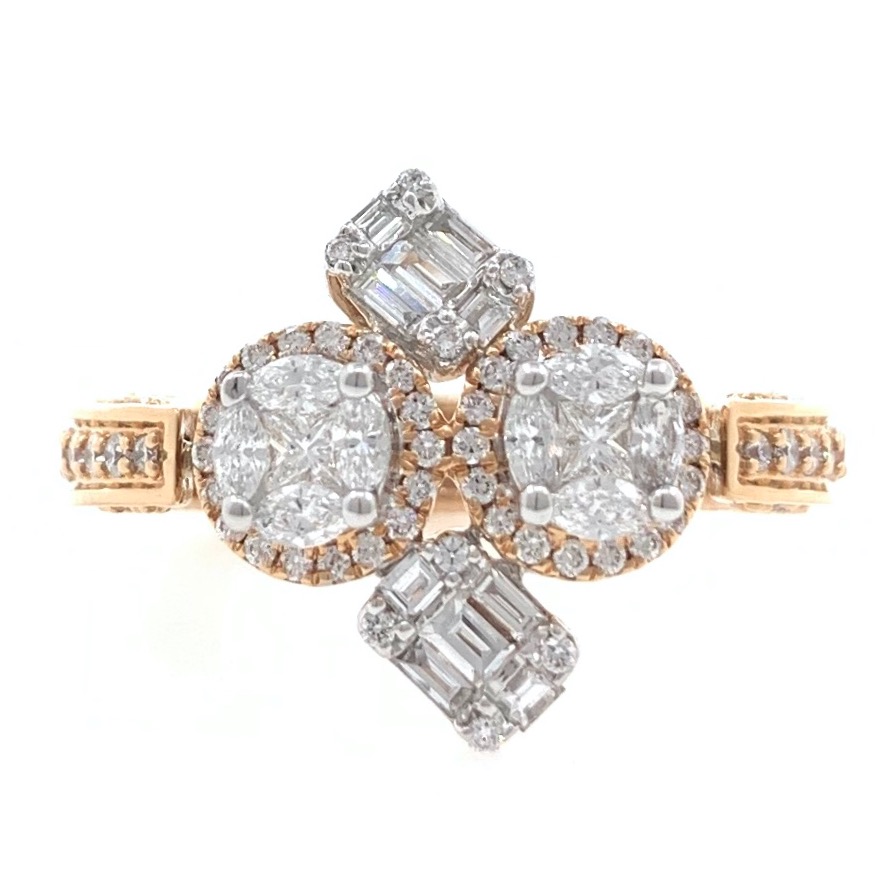 18kt / 750 rose gold designer pendant cum diamond ladies ring 9lr141