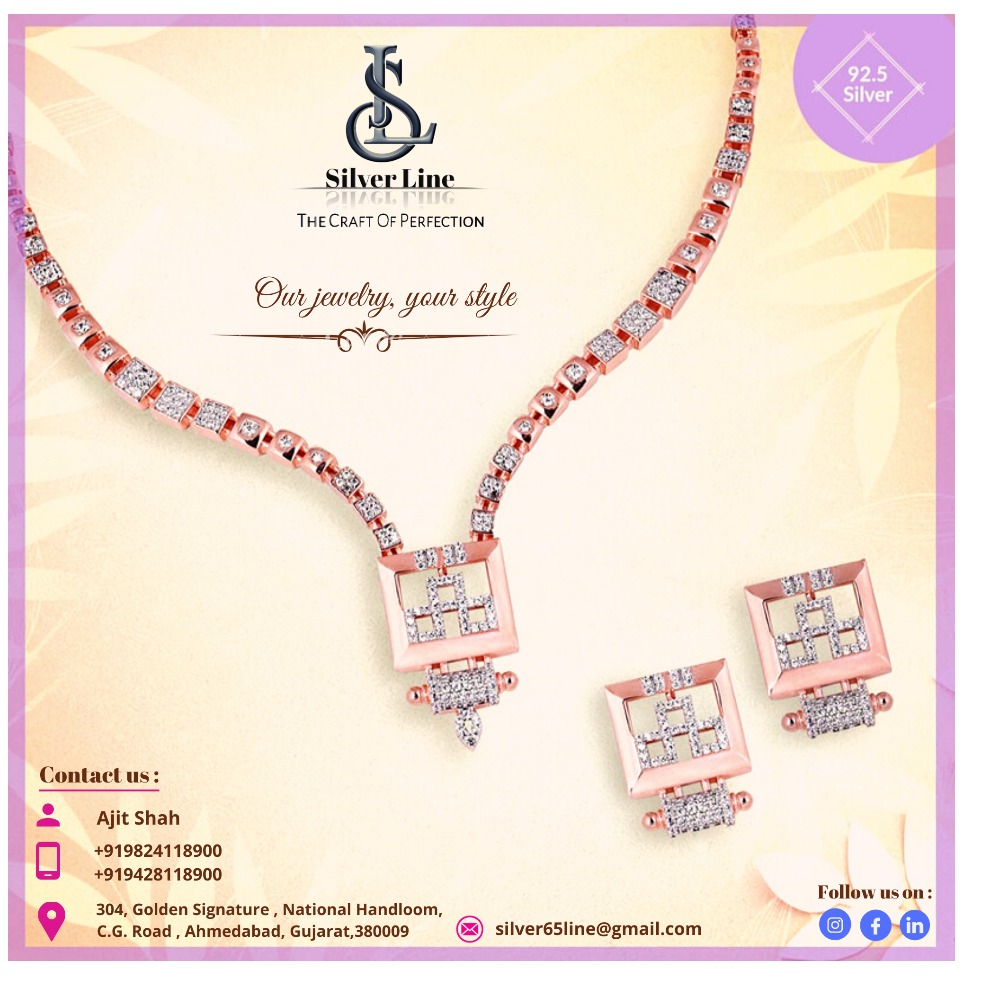 92.5 Silver rosegold Necklace