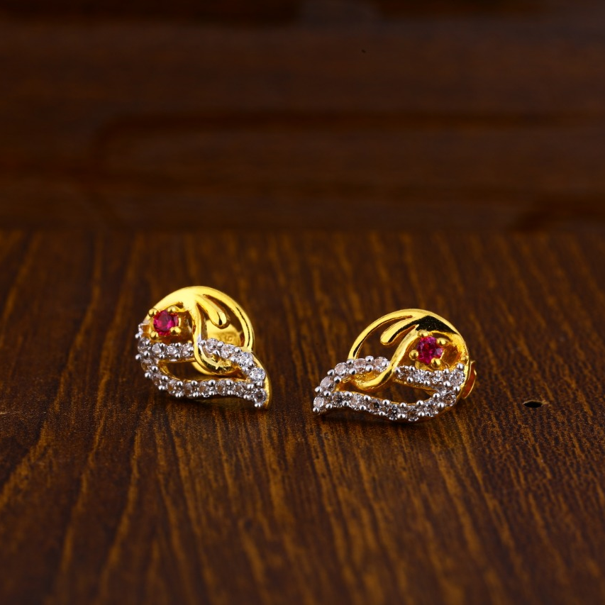 22KT Gold CZ Hallmark Stylish Ladies Tops Earrings LTE191
