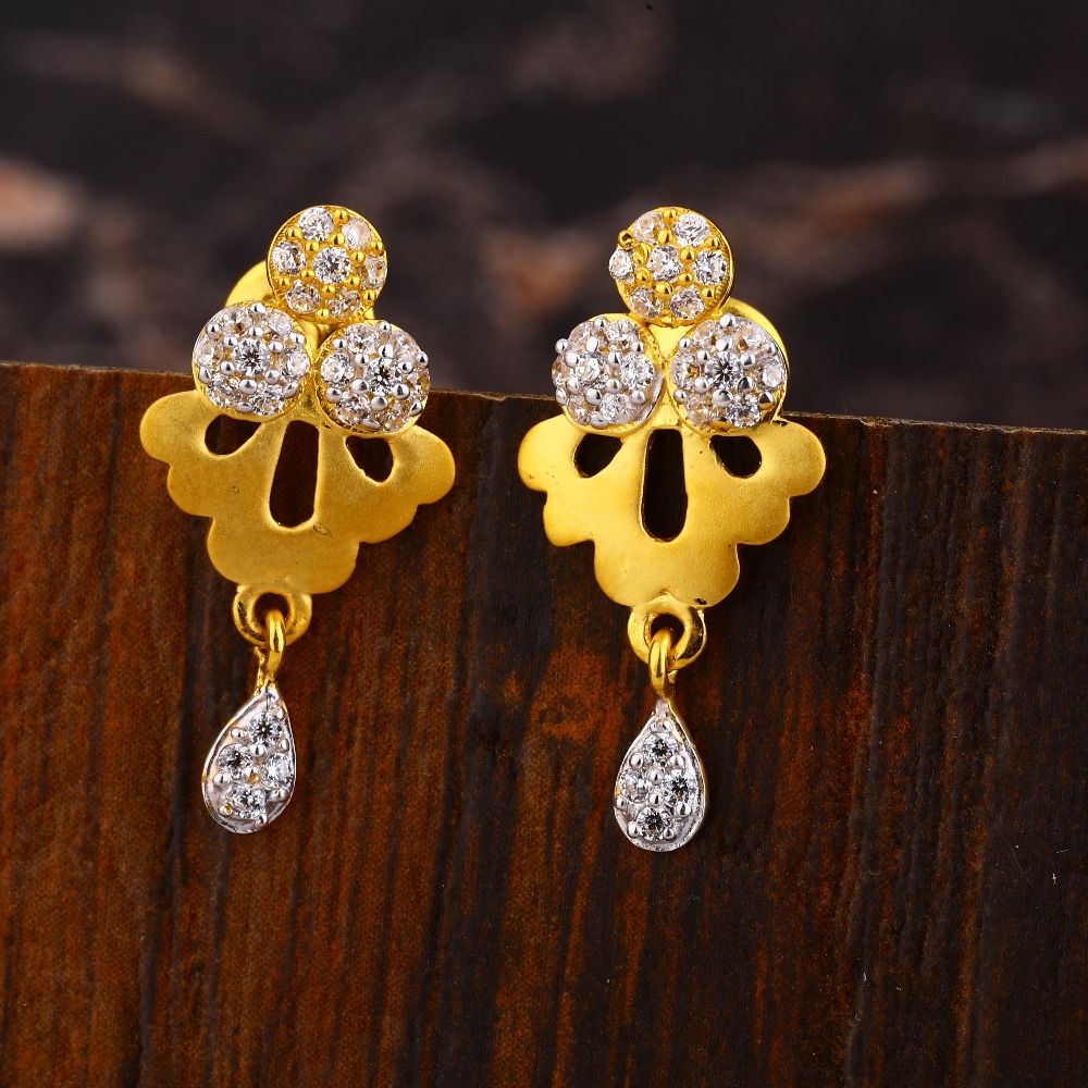 22CT Gold CZ Women's Stylish Hallmark Earring LFE482
