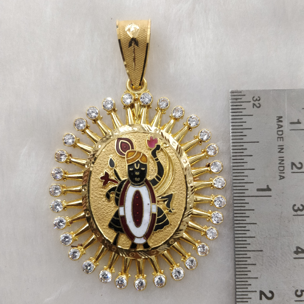 916 Gold Fancy Gent's Shreenathji Minakari Pendant