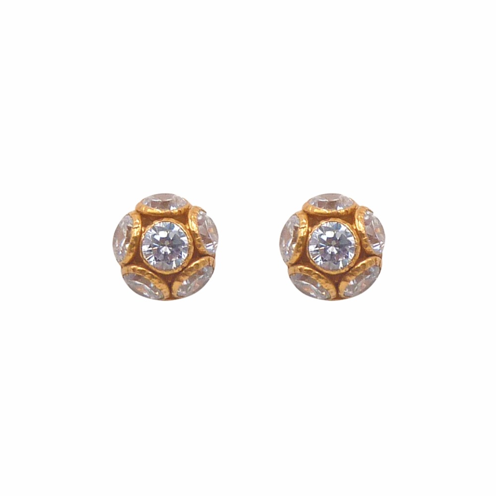 Round Tops with Stones 22k Gold