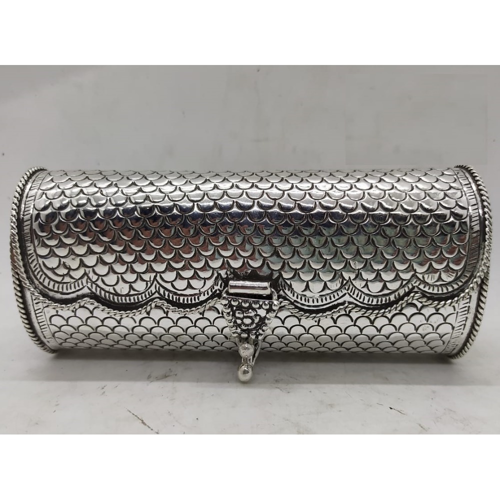 Pure Silver Purse cum Clutch with fine floral motif … 8.2″ Long … 925 Sterling  Silver - BELIRAMS SILVER GIFTS
