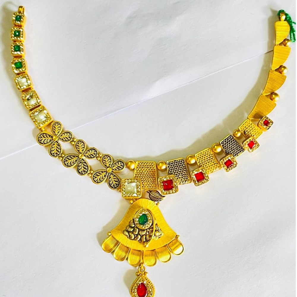 916 Gold Antique Jadtar Necklace Set