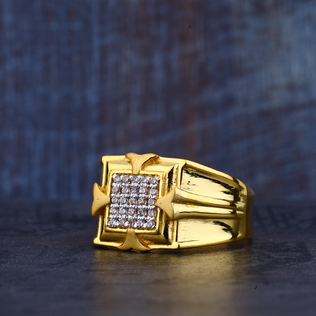 Mens Fancy Cz Gold Ring-MR364