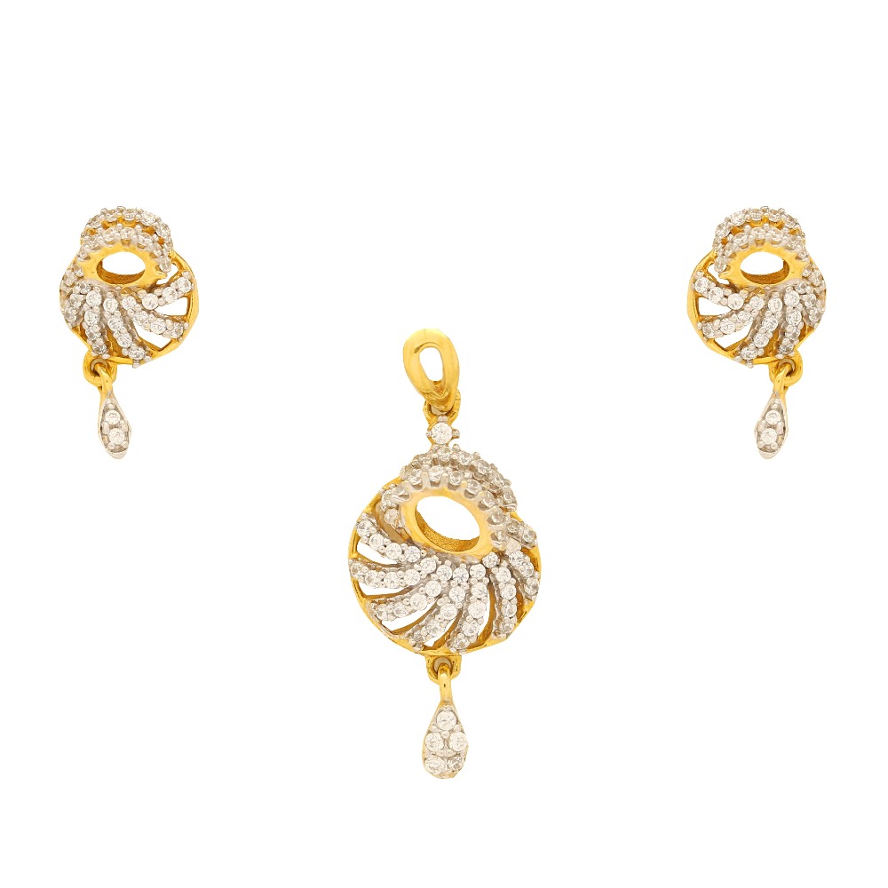Attractive daily wear white stone studded gold pendant