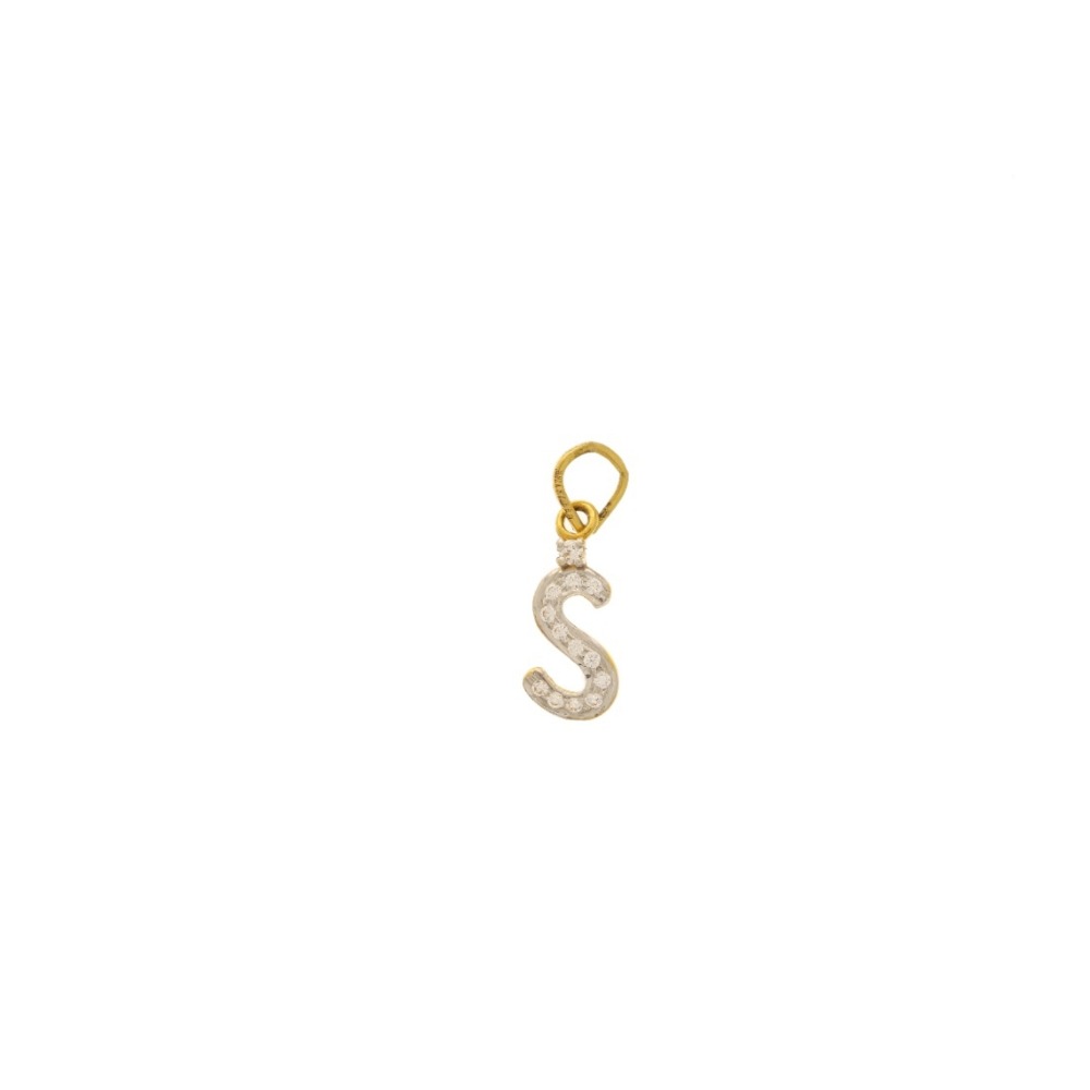 Sparkling 22k gold s letter pendant for women