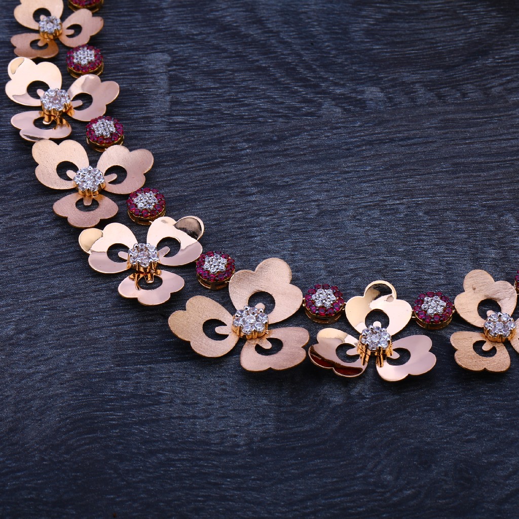 18CT Rose Gold Flower Design Necklace Set RN90