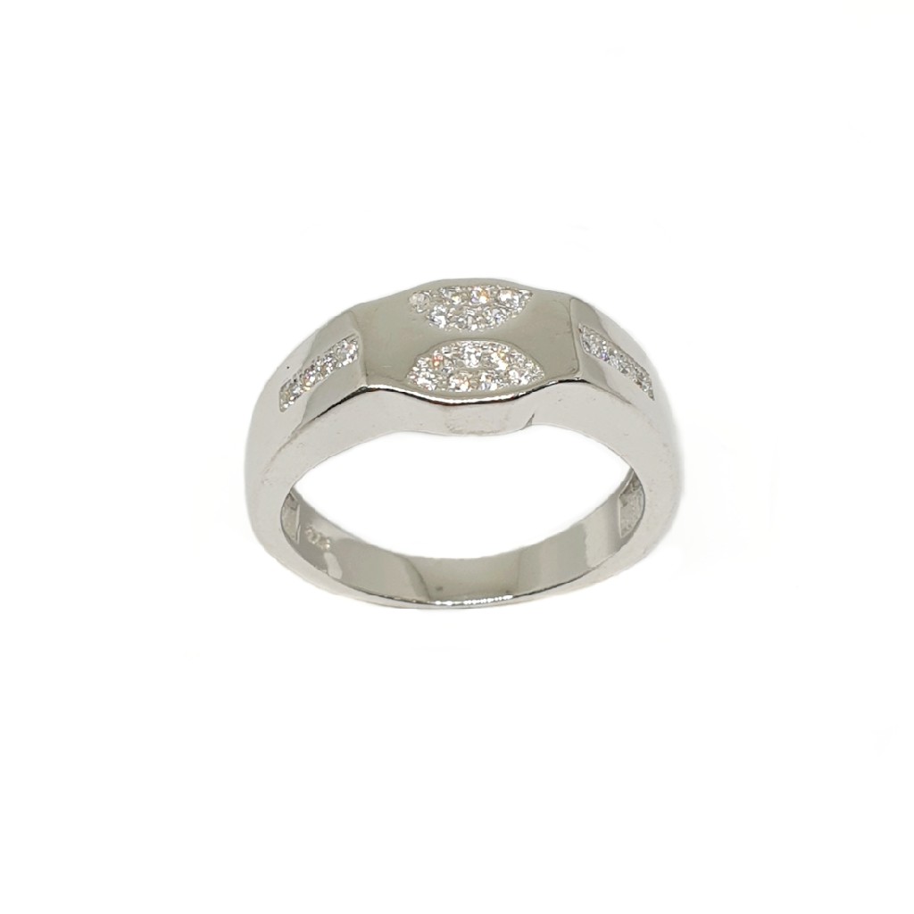 925 Sterling Silver Designer CZ Diamond Ring MGA - GRS2178