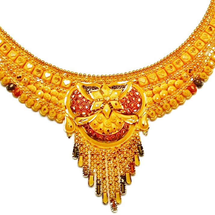 22k gold calcutti half necklace mga - gn0043