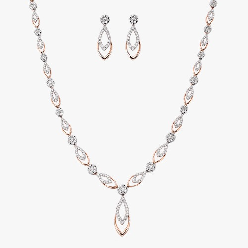 Buy quality Fancy 14kt spiral diamond necklace set in Pune