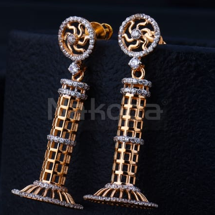 750 Rose Gold CZ Hallmark Delicate Jummar Earring RE394