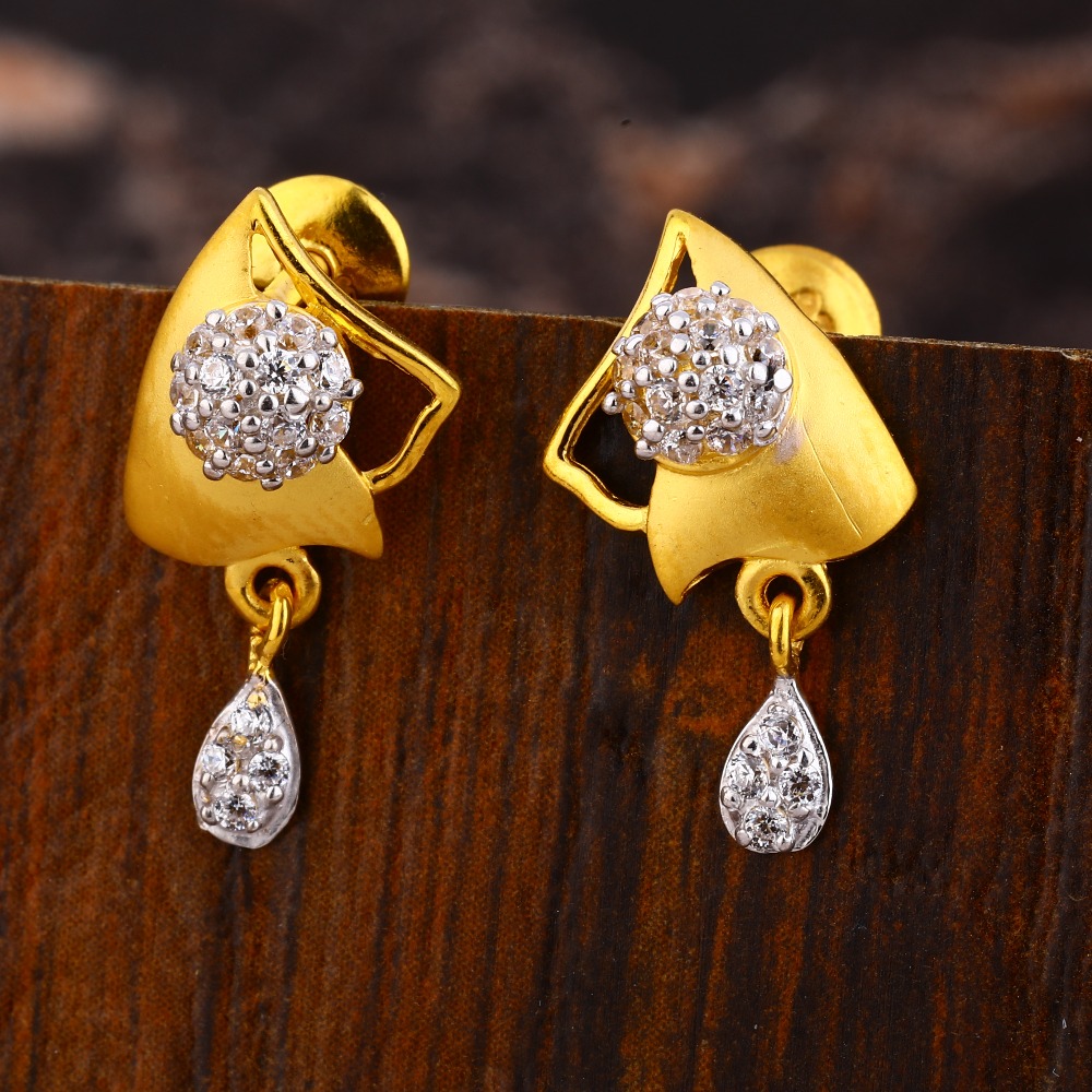 916 Gold CZ Ladies Fancy Diamond Earring LFE490
