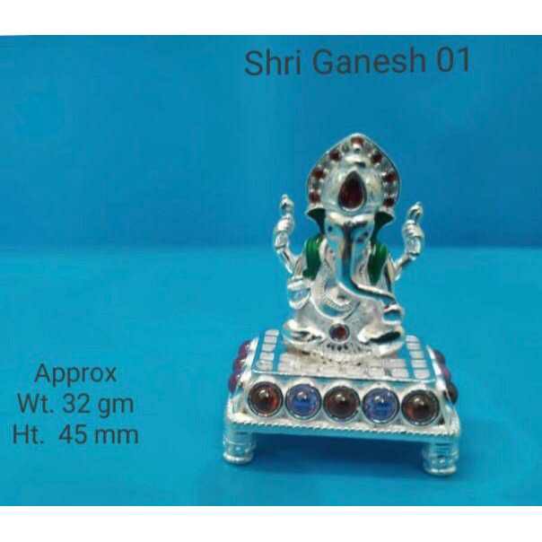 Cholel Nakshi Handmade Dull Finishing Vaccum Casting Dimond Patli Small Size Ganpatiji Murti(Bhagvan,God,Idols) Ms-2184