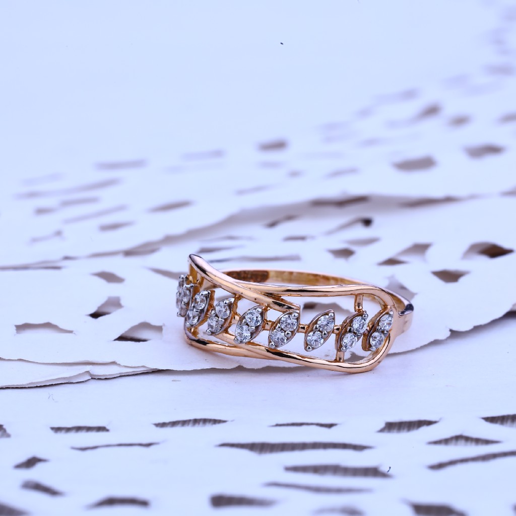 Ladies Designer Rose Gold 18K Cz Ring-RLR206