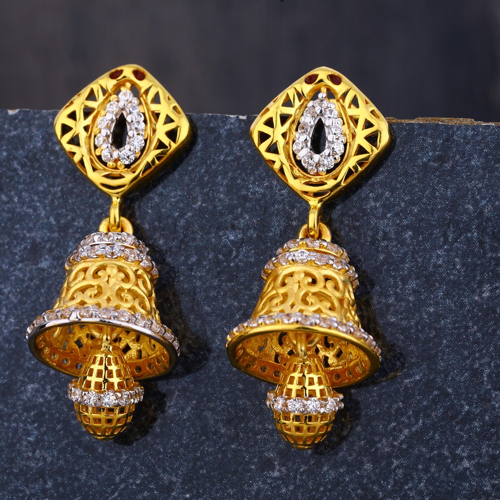 916 Gold CZ Ladies Fancy Jhummar Earring  LJE287