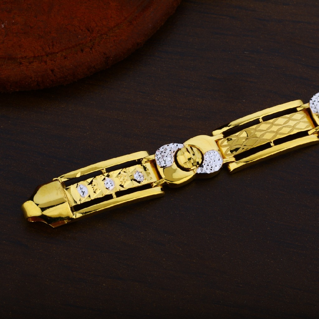 Mens 916 Gold Rodium Plain Cz Bracelet-MPB34