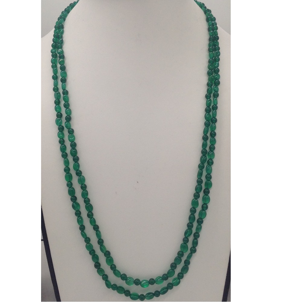 Natural green onyx oval beeds 2 layers necklace JSS0043