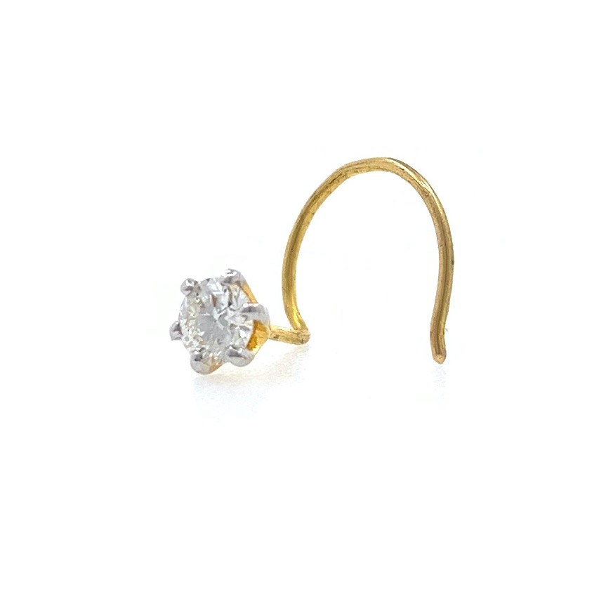 18kt / 750 yellow gold classic single 0.10 cts diamond nose pin 9np121