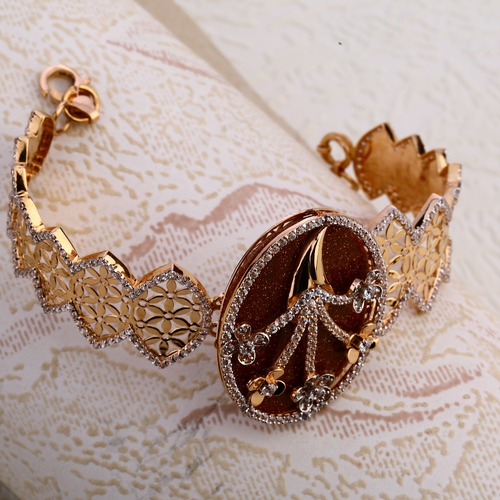 750 Rose Gold Stylish  Ladies Kada Bracelet RLKB336