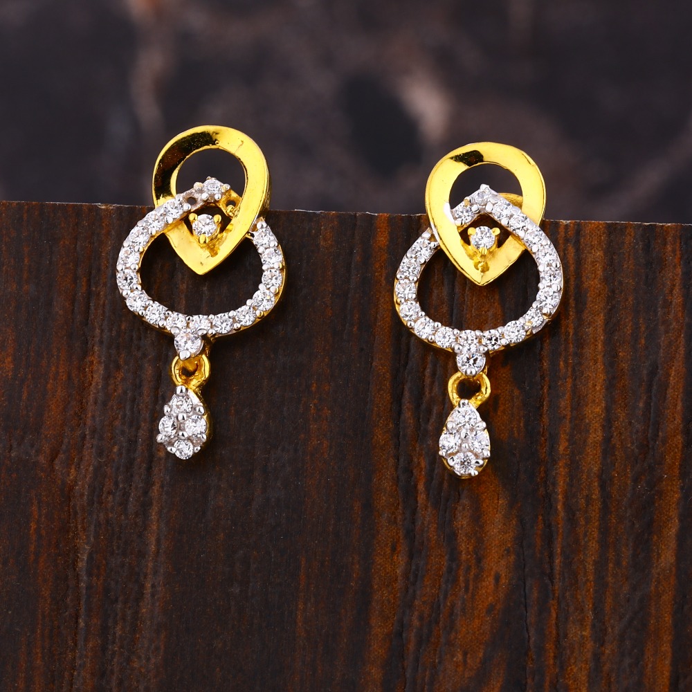 22KT Gold CZ Diamond Gorgeous Ladies Earring LFE538