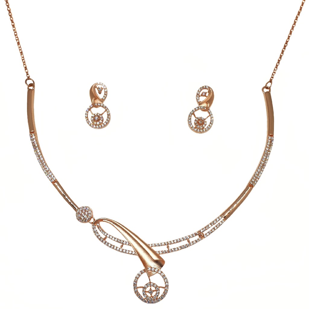 925 Rose Silver Designer Necklace Set MGA - NKS0102