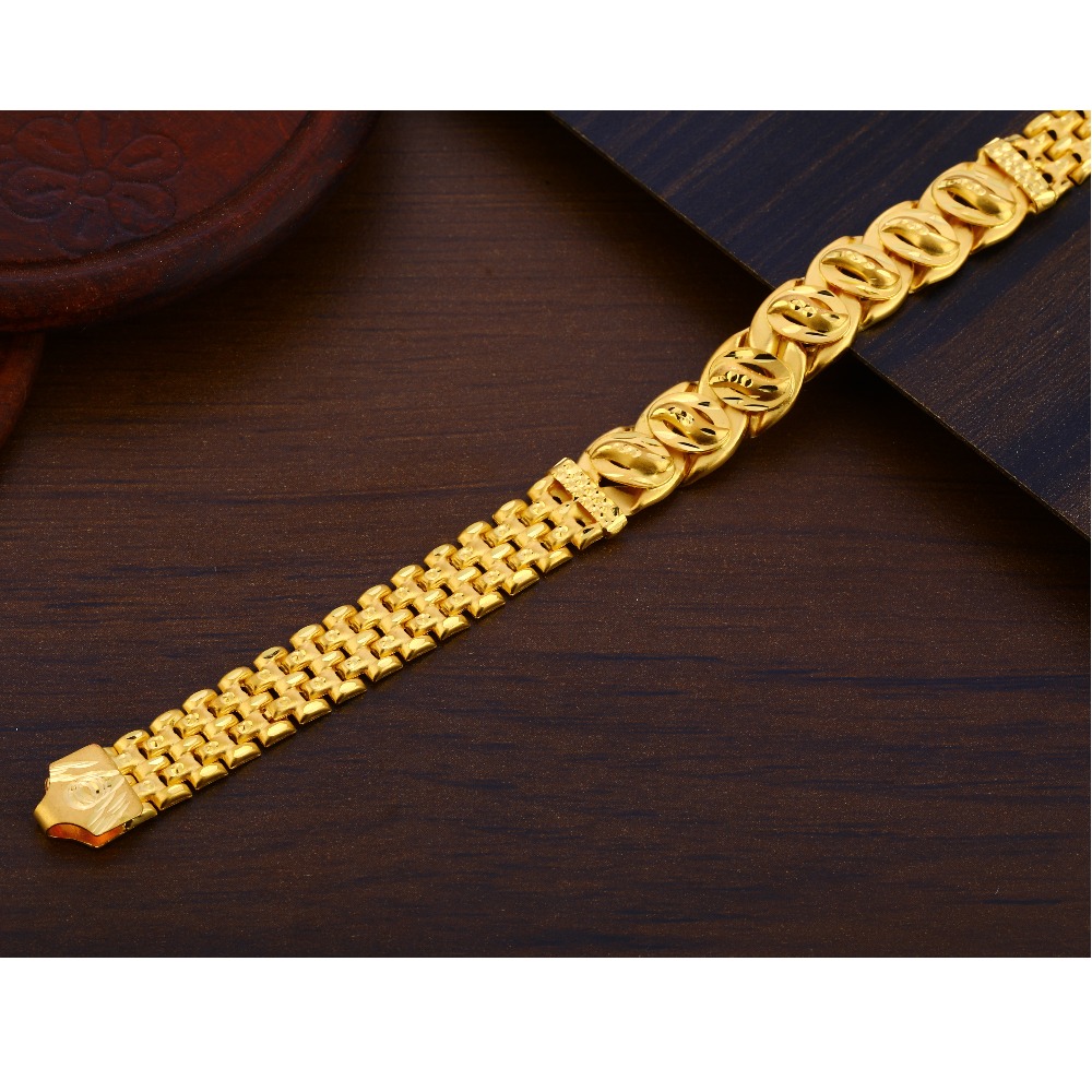 916 Gold CZ Hallmark Mens Classic Plain Bracelet MPB310