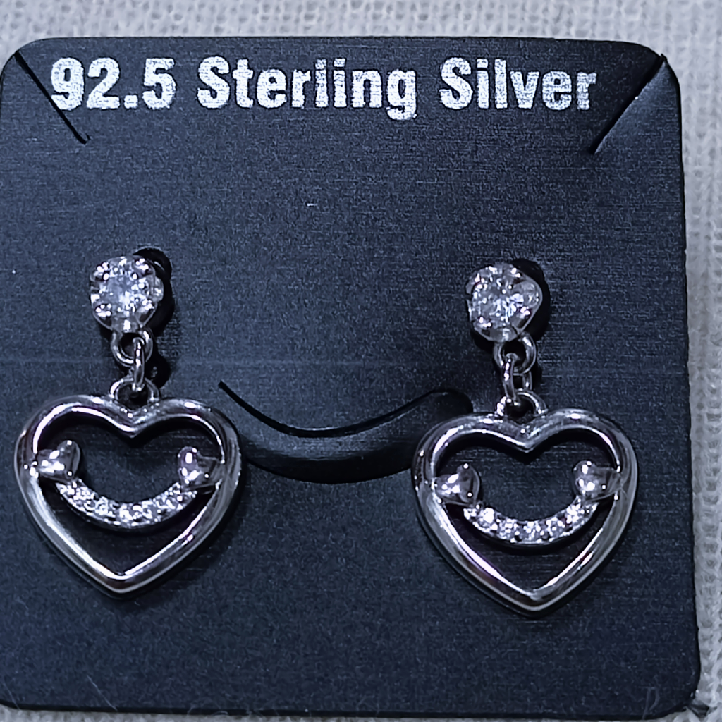 92.5 Silver Cz Stone Hanging Earrings