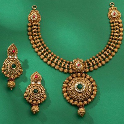 22KT / 916 Gold antique Bridle necklace set for Ladies STG1012