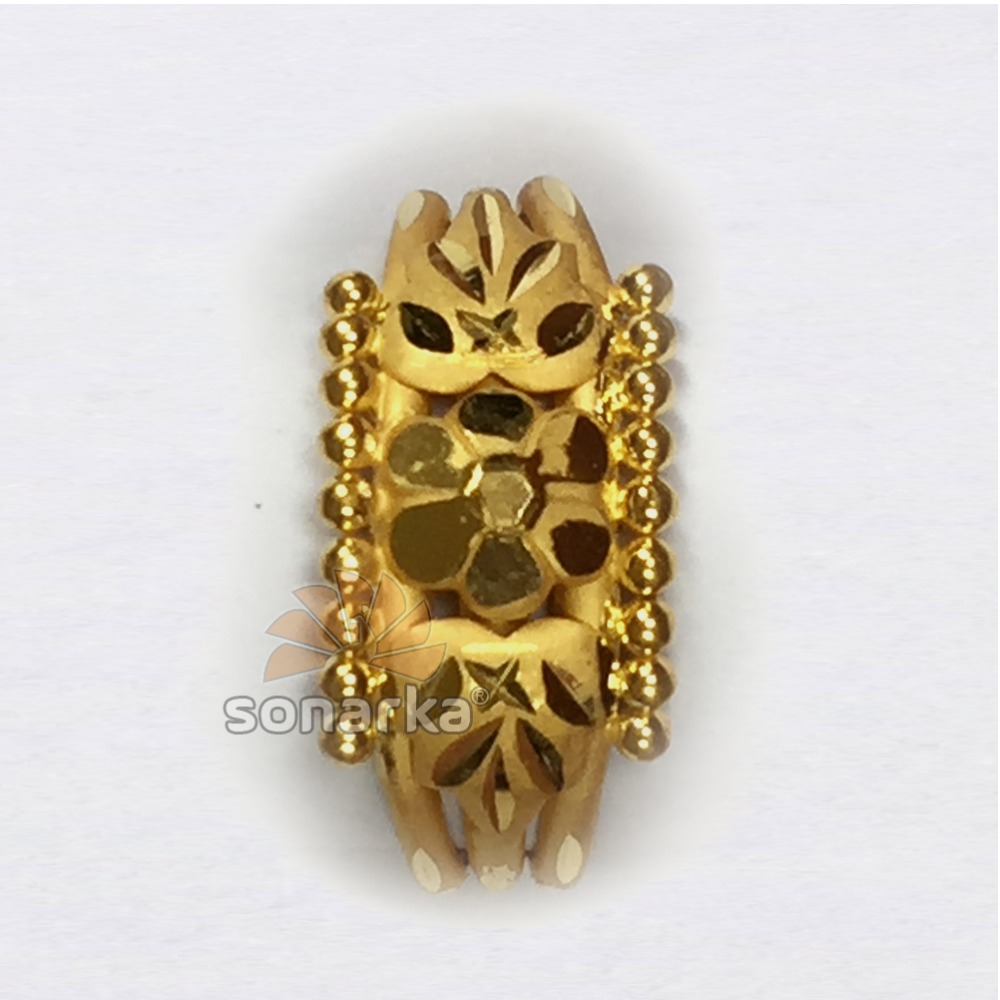 Buy quality 22k Yellow Gold Ball Pipe Ladies Ring indian design in ...