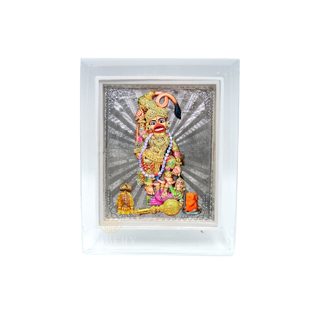 Sarangpur Hanumanji Silver Foil Frame