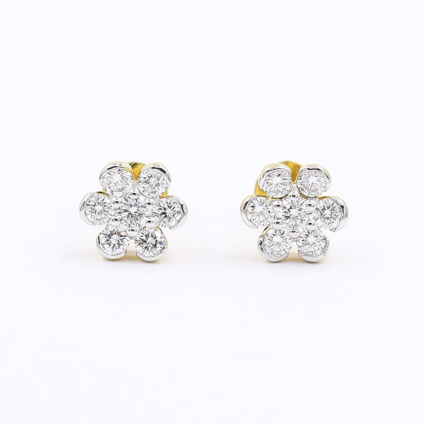 Floral Solitaire Look Diamond Stud Earrings