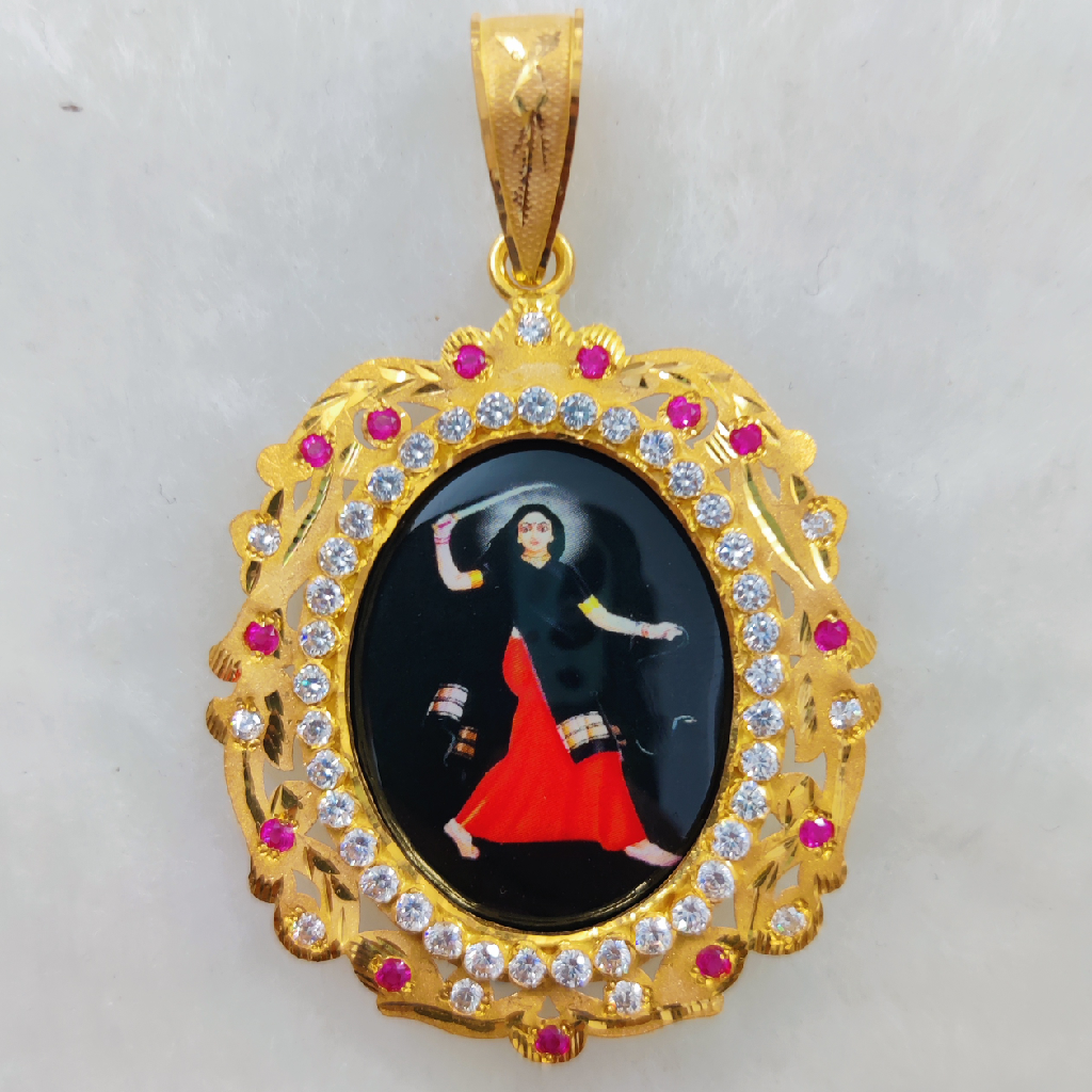 916 Gold Fancy Gent's Mogal Maa Photo Frame Pendant