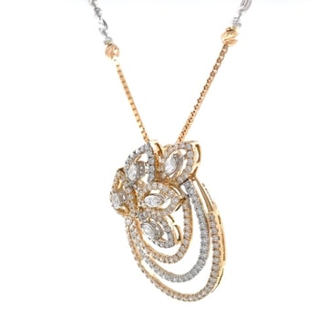 750 gold diamond unique designer pendant set