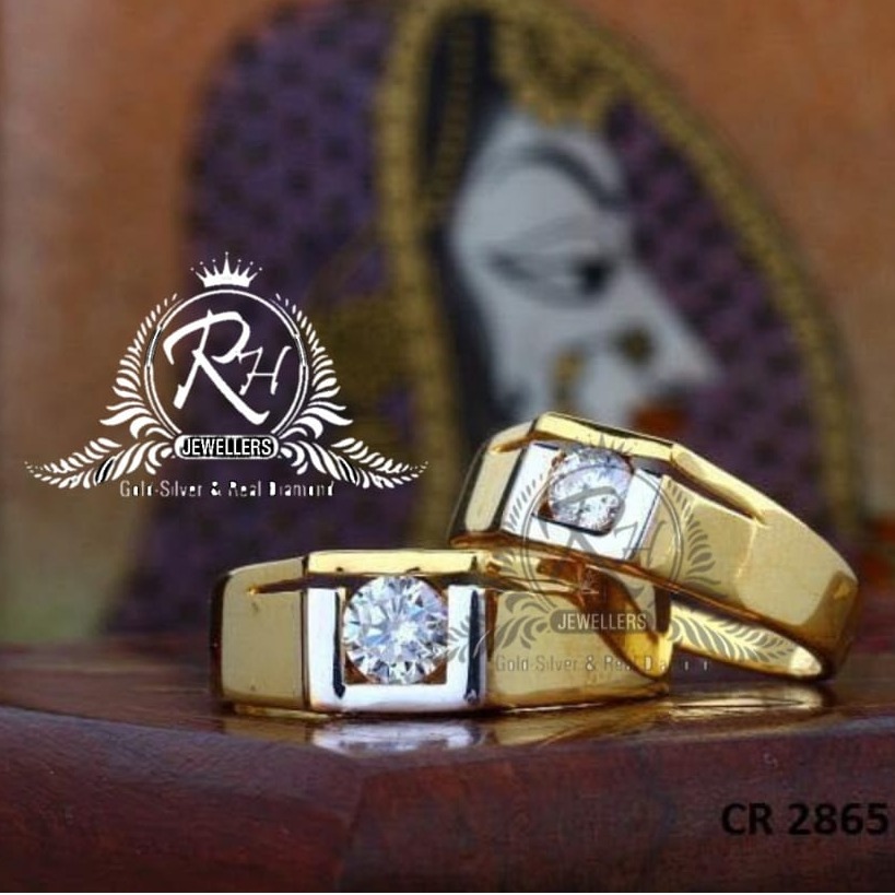 22 carat gold single stone couple rings RH-CR817