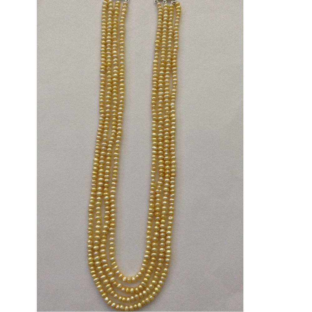 Freshwater Golden Flat Pearls Necklace 4 Layers JPM0054